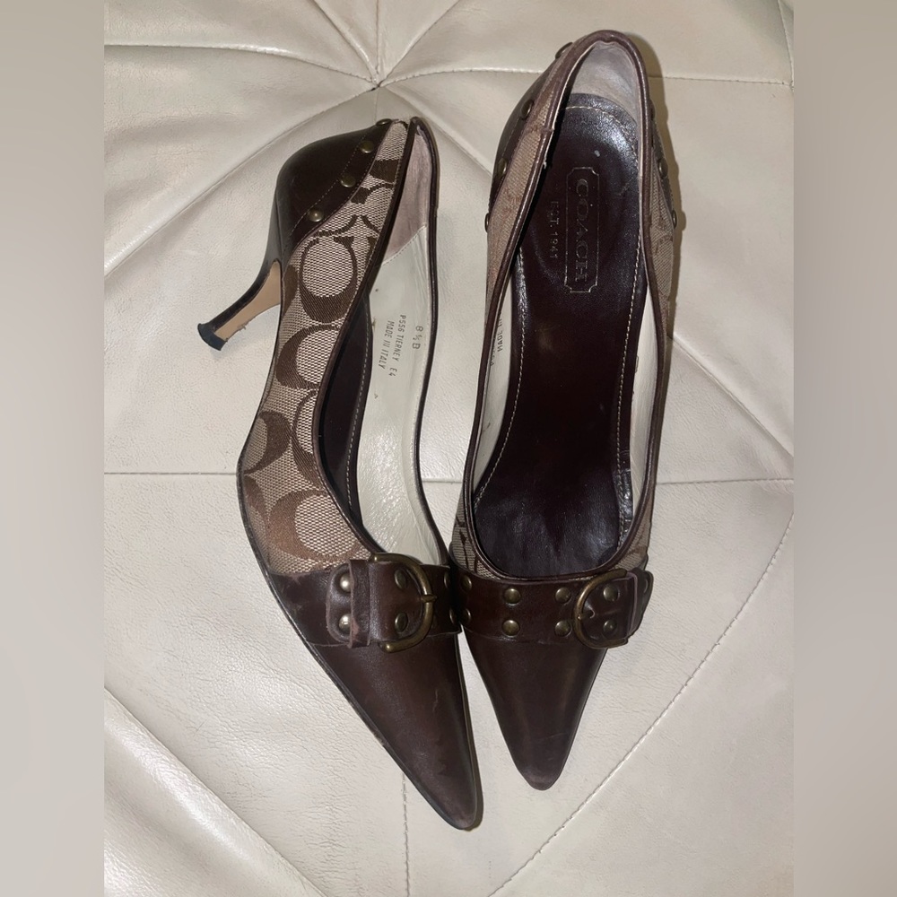 Vintage monogram coach kitten heels